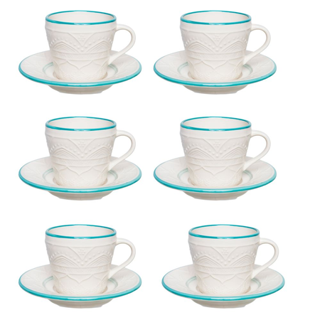 Serena Sky - Set X 6 Tazas Te 220 Cc C/Plato Oxford