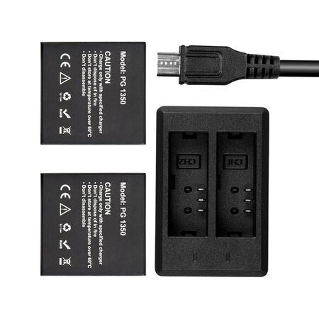 Baterías Recargables Akaso 1350 mAh Cargador Doble USB Compatible Cámara Brave 7 LE