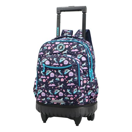 Mochila Carro Kossok Nash 17 Garantia Reforzada Acolchonada Azul/Arcoiris Liso