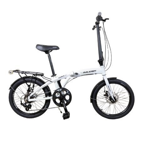 Bicicleta Plegable Raleigh Curve / Blanco / Cuadro de aluminio / Frenos a disco mecanico / 6Vel. / Rodado 20".