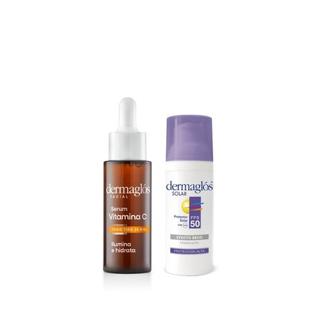 Dermaglos Set Serum Vitamina C +Solar Efecto Seco Fps50 50g