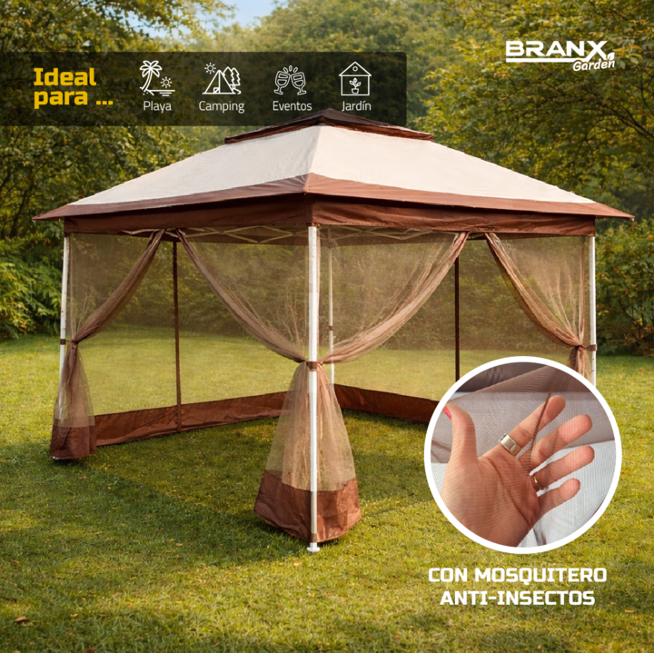 Gazebo Mosquitero Branx Gard Sombrilla Exterior Ventilación Biege Con Mosquitero - Vista 3