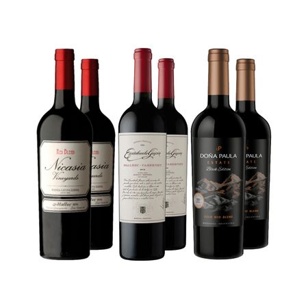 Set Vinos Tintos Red Blend Seleccion x 6 Con Estuche