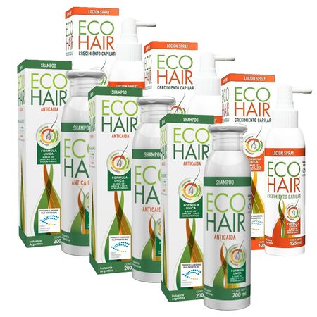 Combo Eco Hair Loción + Shampoo Crecimiento Anticaída 3 C/u