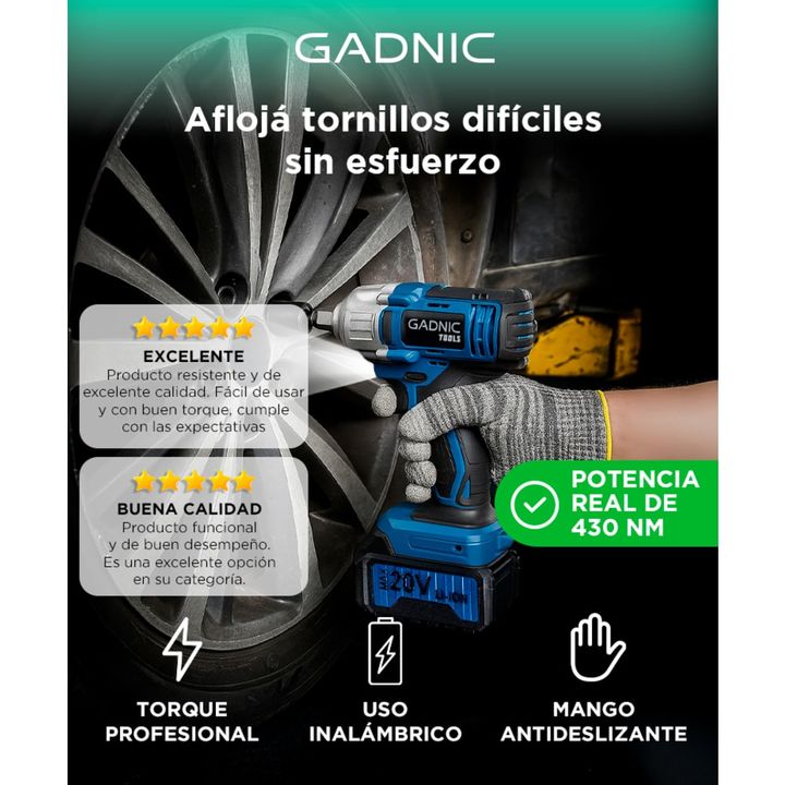 Llave de Impacto Inalámbrica Gadnic D200 20V - Vista 2