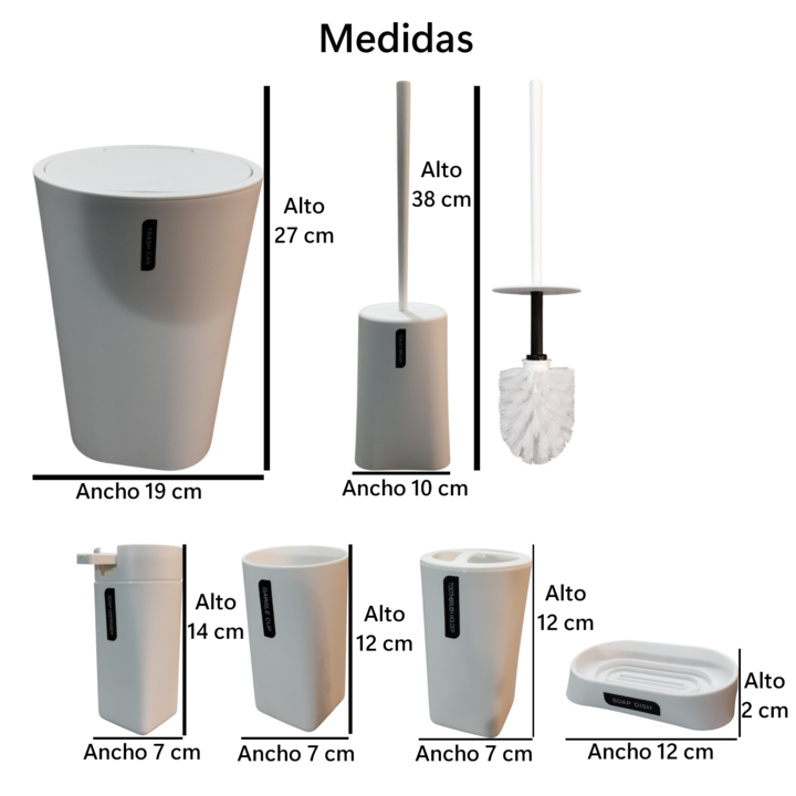 Set de Baño Ezego 6 Piezas RM2505 Color Blanco - Vista 10