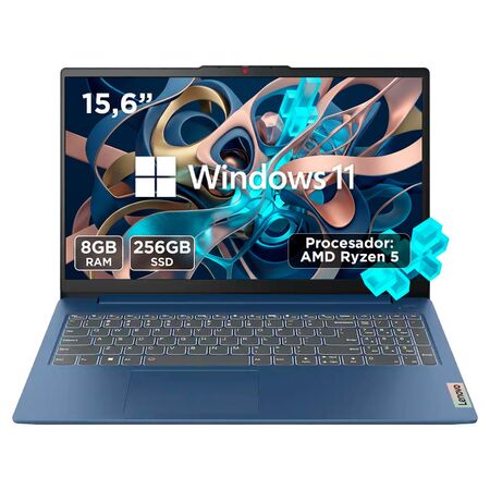 Notebook Lenovo IdeaPad Slim 3 15.6” ADM Ryzen 5 RAM 8GB SSD 256GB Full HD Azul