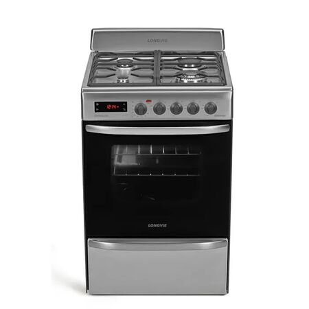 Cocina Longvie Inoxidable 60cm Digital Encendido Luz Grill Ventilacion Tangente