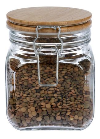 Frasco Vidrio Hermético Cierre Clip Tapa Bambu 700 Cc Aston