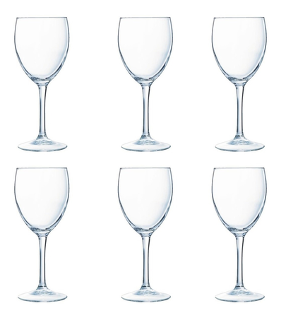 Set 6 Copas Agua Vidrio Templado Princesa Arcoroc 310 Ml Transparente