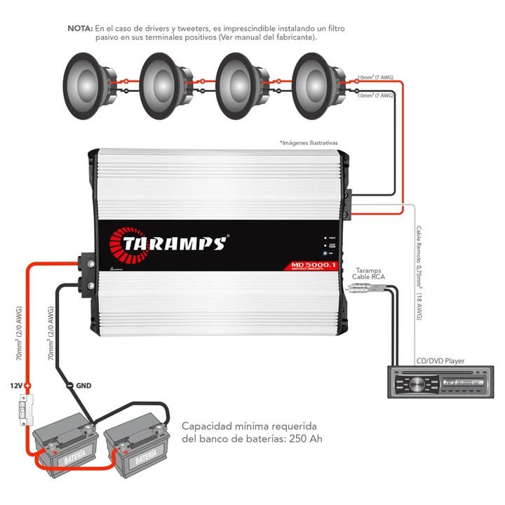 Amplificador Taramps MD 5000.1 5000W RMS Full Range Monoblock 1 Ohm Clase D - Vista 5