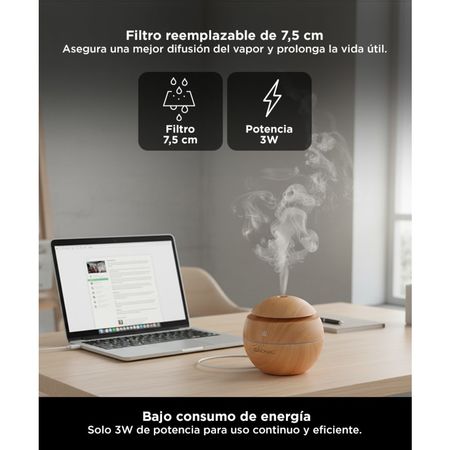 Difusor Gadnic Humidificador Aromatizante para Aceites 130mL Bamboo