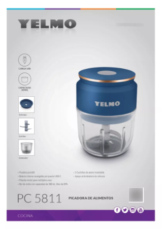 Picadora de alimentos portátil USB Yelmo