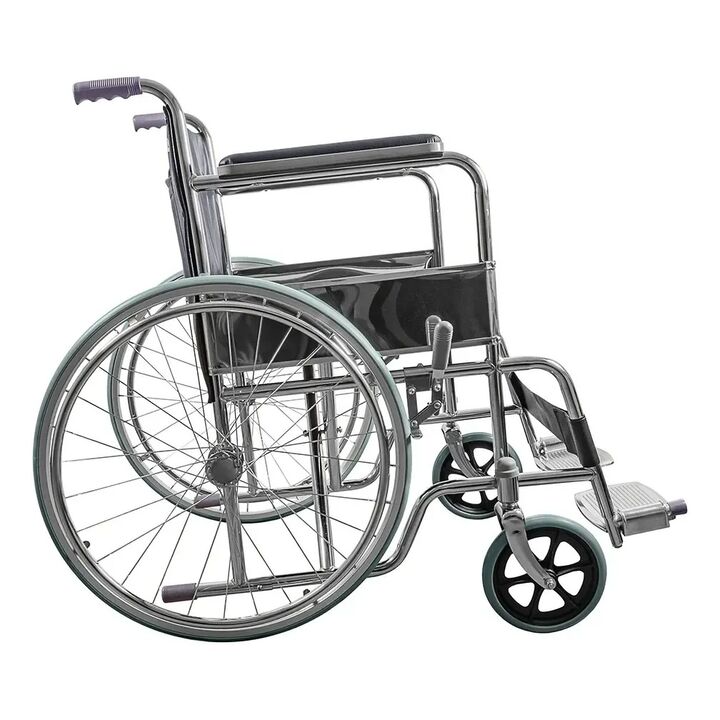Silla De Ruedas Con Apoya Brazos Y Pedanas Fija Cromada - Vista 2