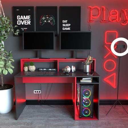 Escritorio Gamer Negro| Rojo Tables