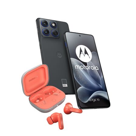 Combo Moto Edge 70 12+512GB Gadget Grey + Auriculares Moto Buds Guitar Peach Pink