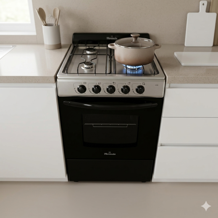Cocina Multigas 56cm Florencia 5508 Con Visor Acero Inox - Vista 6