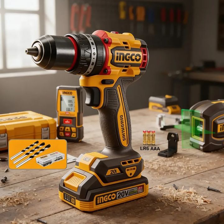 SET TALADRO, NIVEL LASER Y MEDIDOR INGCO COSLI250511-4 - Vista 2