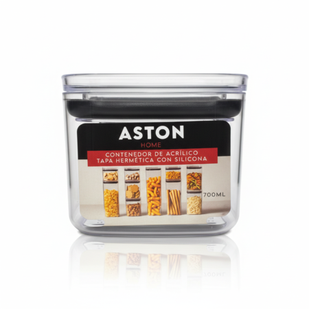 Taper Contenedor Hermético Apilable Acrílico 700ml Cuadrado Aston