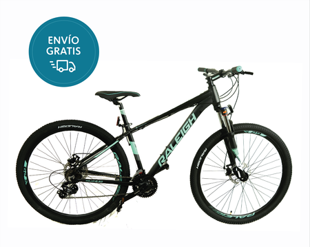 Bicicleta Raleigh Mojave 2.0 D - Talle 16,5"/M - Negro/Verde Agua -Cuadro de aluminio- Frenos a discos mecánicos- 21 Vel. / Rodado 29 / Línea 2026. 