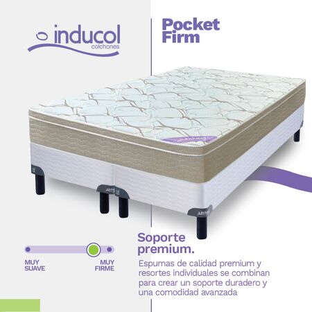 Colchon Inducol Pocket Firm 1 Plaza 80x190 de Resortes Pocket con Euro Pillow