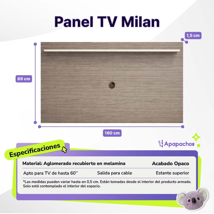 Combo de Entretenimiento Milan Rack y Panel Flotante para TV Golden Oregon - Vista 2