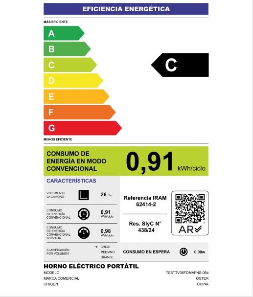 Horno airfryer Oster TSSTTV35FDAR 35L Manual - Vista 6