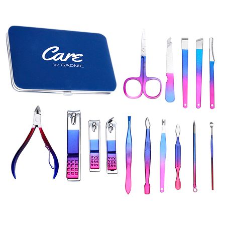 Kit de Manicura Pedicura Gadnic KM14M22 15 Piezas Acero Inoxidable