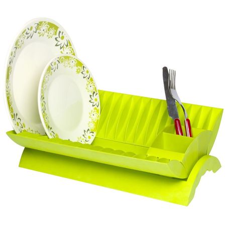 Escurridor De Platos Base Verde C Porta Cubiertos - Nc