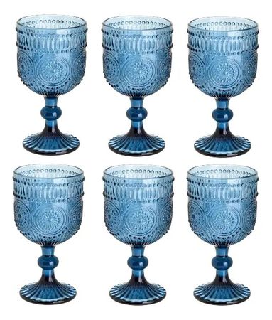 Set X 6 Copas Labrada Margarita Azul Etxe (hf-02)