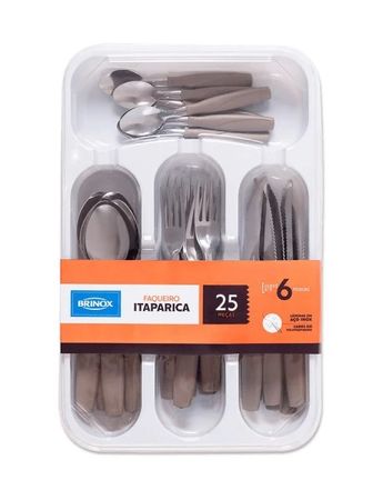 Juego De Cubiertos Itaparica 25 Piezas Warm Grey Brinox ( 6000/786)