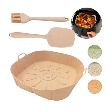 Set Silicona Molde Cuadrado + utensilios Rosa