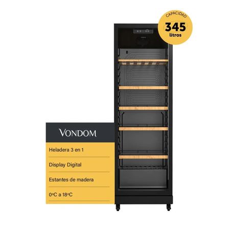 Heladera 3 en 1 Vondom Exhibidora-Cava de vinos-Cervecera 345 litros