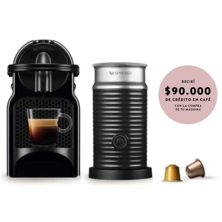 Cafetera Nespresso Inissia Black Curva + Aeroccino A3D40-AR-BK