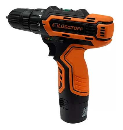 Taladro Atornillador A Bateria Lusqtoff Til23-8kb 23nm + Kit Naranja