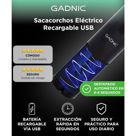 Kit de Vino Gadnic Sacacorchos Eléctrico Decantador Bomba de Vacío