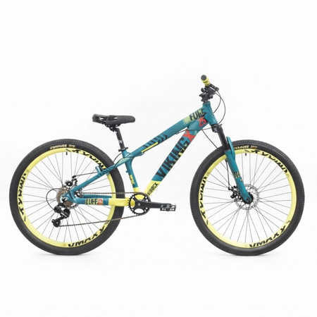 Bicicleta R26 Aluminio Tuff25 7v Verde Negro Amarillo Vikingx Jump