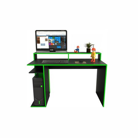 Escritorio Gamer Mesa Pc Playstation Xbox Tables 3047 Color Negro Filos Verde