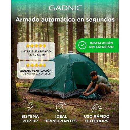 Carpa Verde Gadnic 4 Personas Automática Impermeable con mosquitero