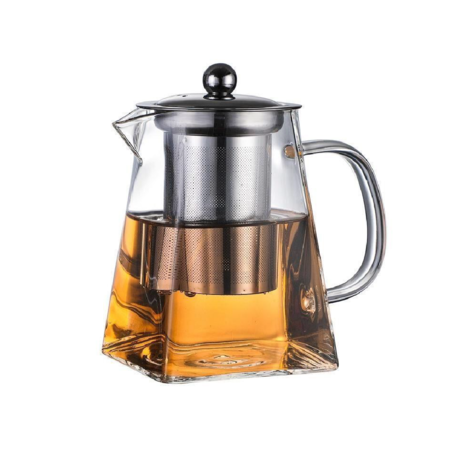 Tetera De Vidrio Termico Cuadrada Con Filtro Infusor Waggs 950ml
