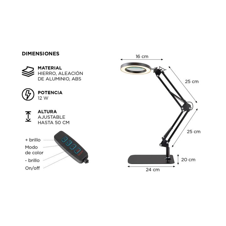 Lámpara Led De Escritorio Gadnic Con Lupa 3 Luz Ajustable - Vista 5