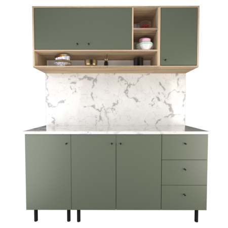 COMBO DE MUEBLES DE COCINA VERDE SAFARI DE 160 CM JOUMELA