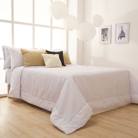 Acolchado Casablanca Inspira Queen Listrado Blanco