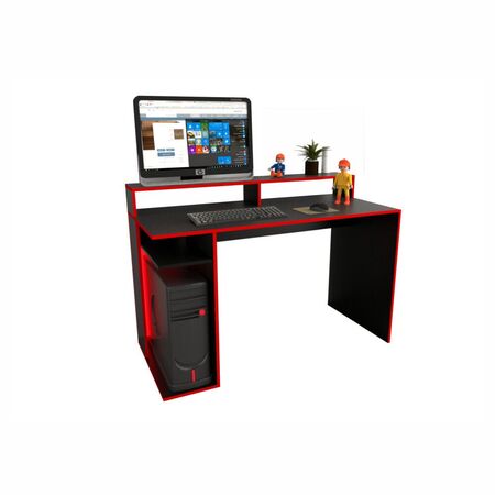 Escritorio Gamer Mesa Pc Playstation Xbox Tables 3047 Color Negro Filos Rojos