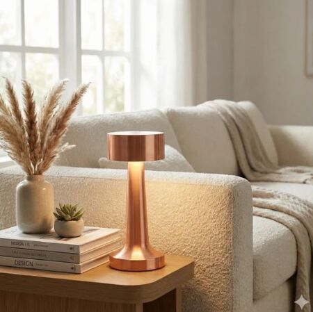 Lampara Velador Tactil led recargable luz calida fria neutra rose gold
