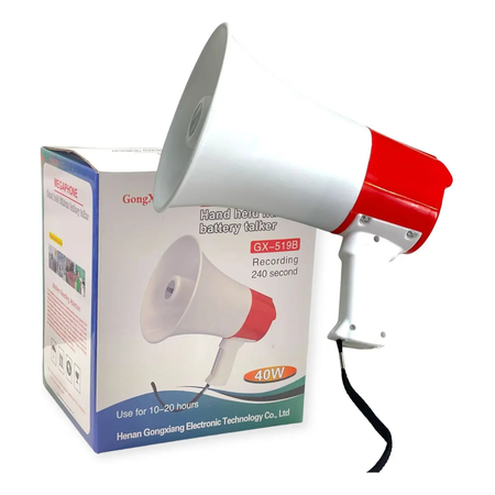 Megafono Recargable Puerto Usb Reproduce Y Graba 40w Color Blanco