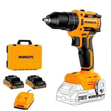 Taladro Percutor 13 Mm A Batería 21v Brushless Worksite 55nm
