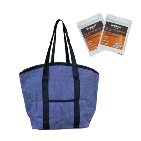 Set bolso lunchera conservadora termica azul 2 geles refrigerantes