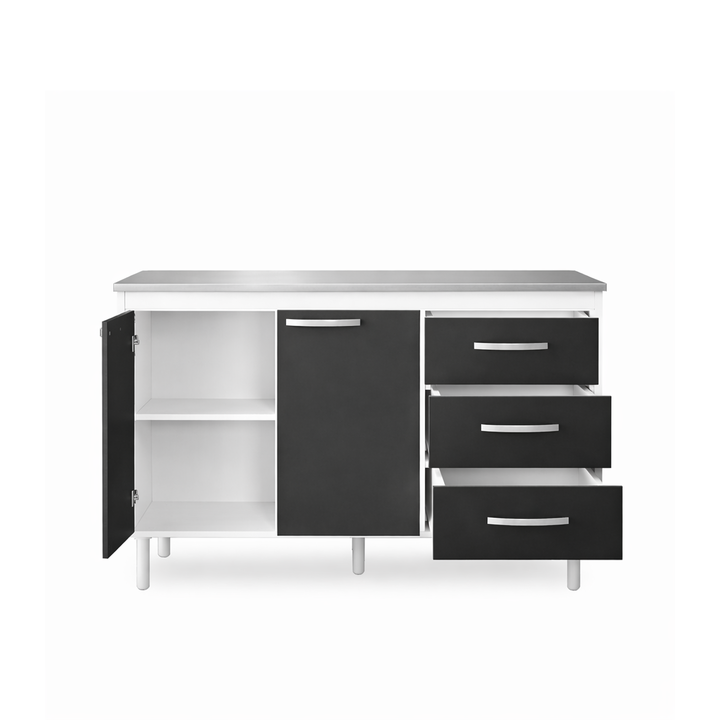 Bajo Mesada 140cm de 2 Puertas y 3 Cajones Grafito Blanco Maximo SIN BACHA - Vista 2