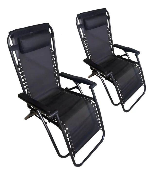2 Reposeras Jardin Gravedad Zero Negro Hierro Coversol Cts - Vista 1